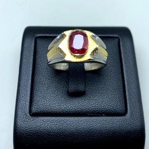 Natural Ruby Ring Sterling Silver 925 Mens Real Ruby Prong Ring Yaqoot Yakut Man Gift Ring July Birthstone Ruby Band Artisan Jewellery