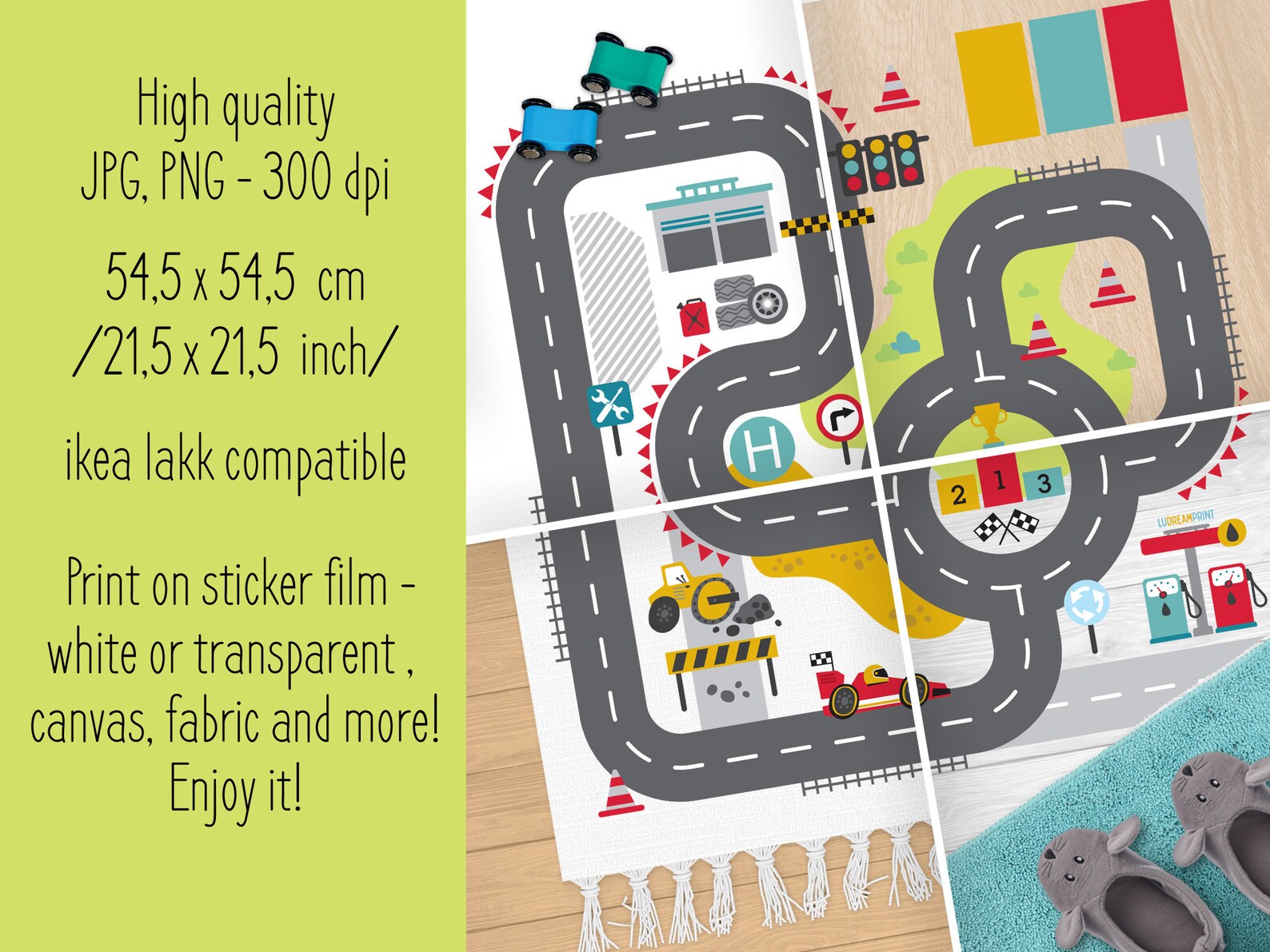 Printable RACE TRACK Formula 1 Road play mat for toddlers | Etsy