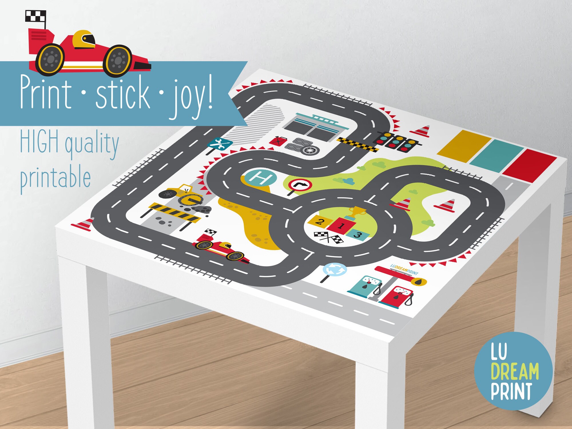 Printable RACE TRACK Formula 1 Road play mat for toddlers | Etsy