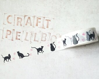 Cat washi tape, Craft paper tape, Scrapbooking embellishment