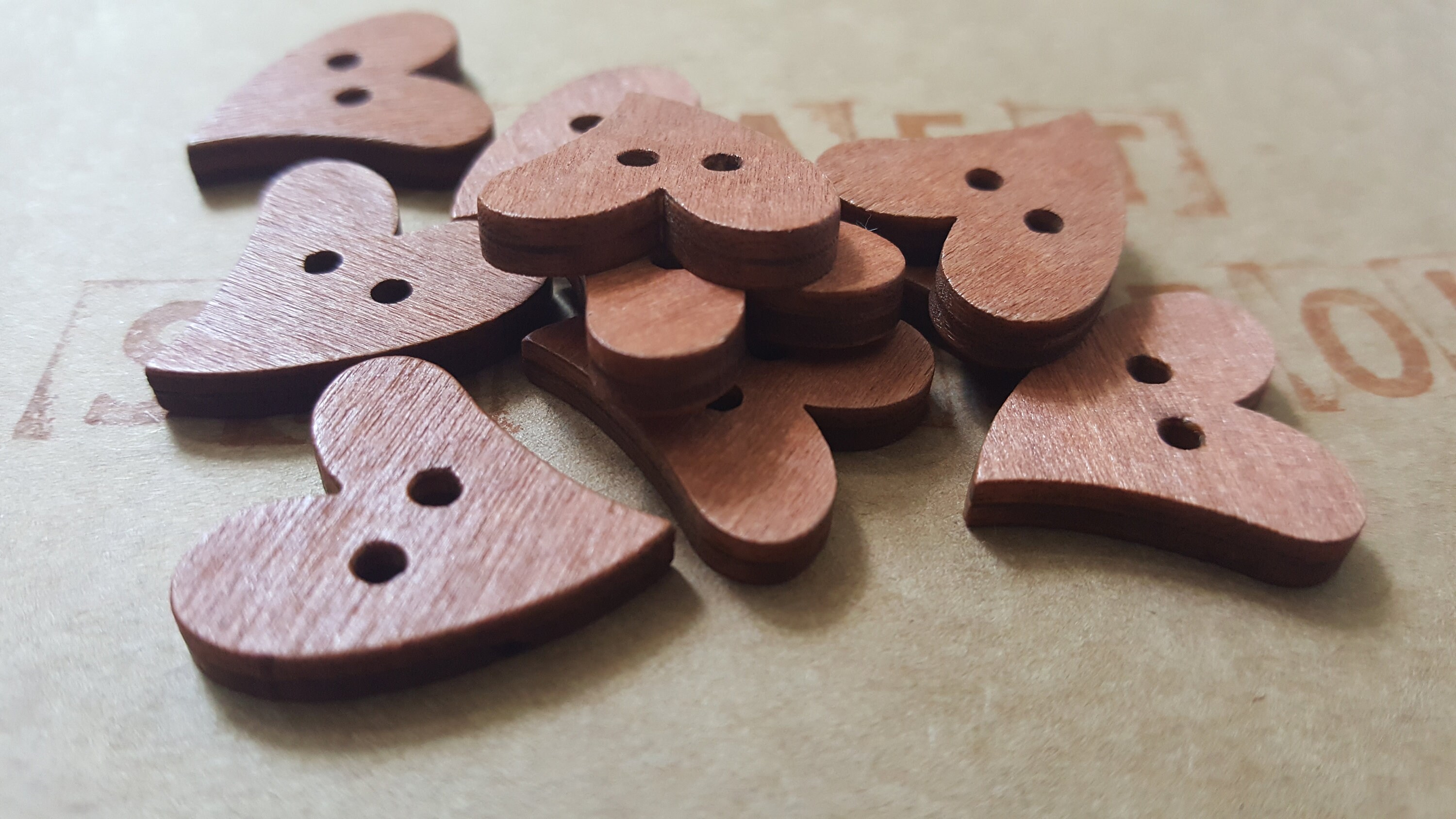 10 Heart shaped wooden Buttons DIY craft & scrapbooking Etsy