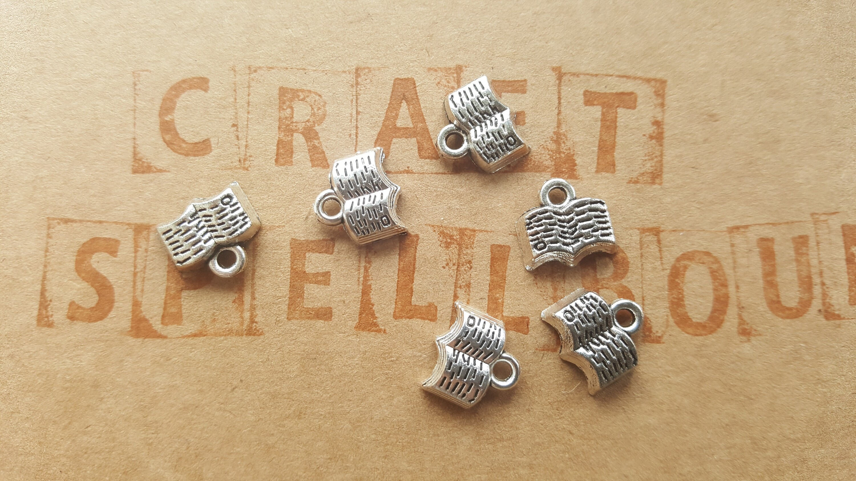 6 tiny Book charms Book pendant in silver tone DIY craft & Etsy