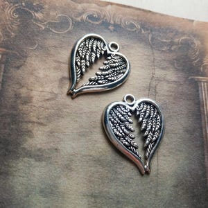 2 Angel's wings charm pendants, Angel theme craft & jewellery making
