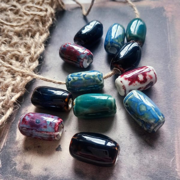 12 large Ceramic beads, Craft & Jewellery making