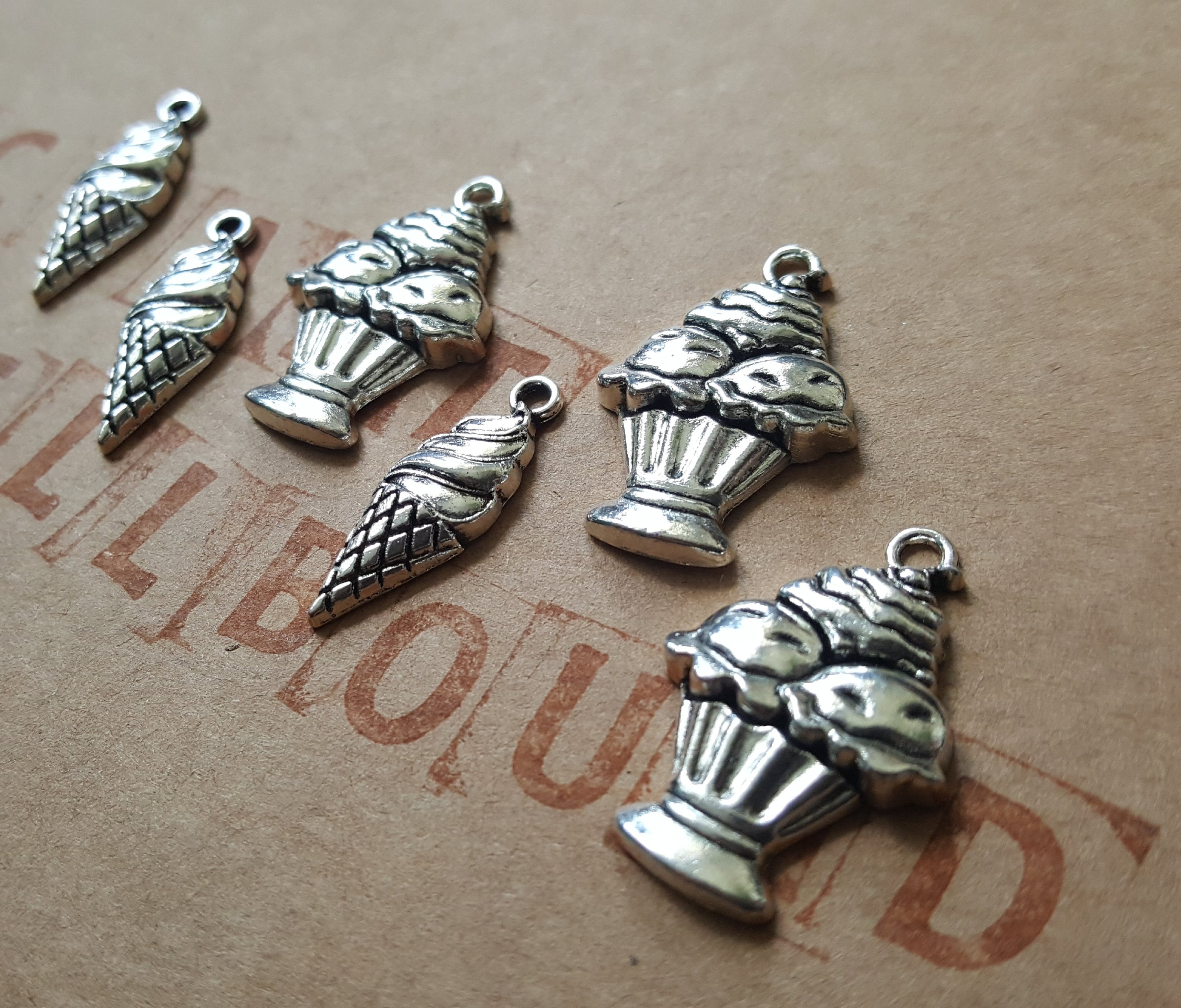 6 Ice Cream Charm Pendants Summer Embellishments Funny Etsy UK
