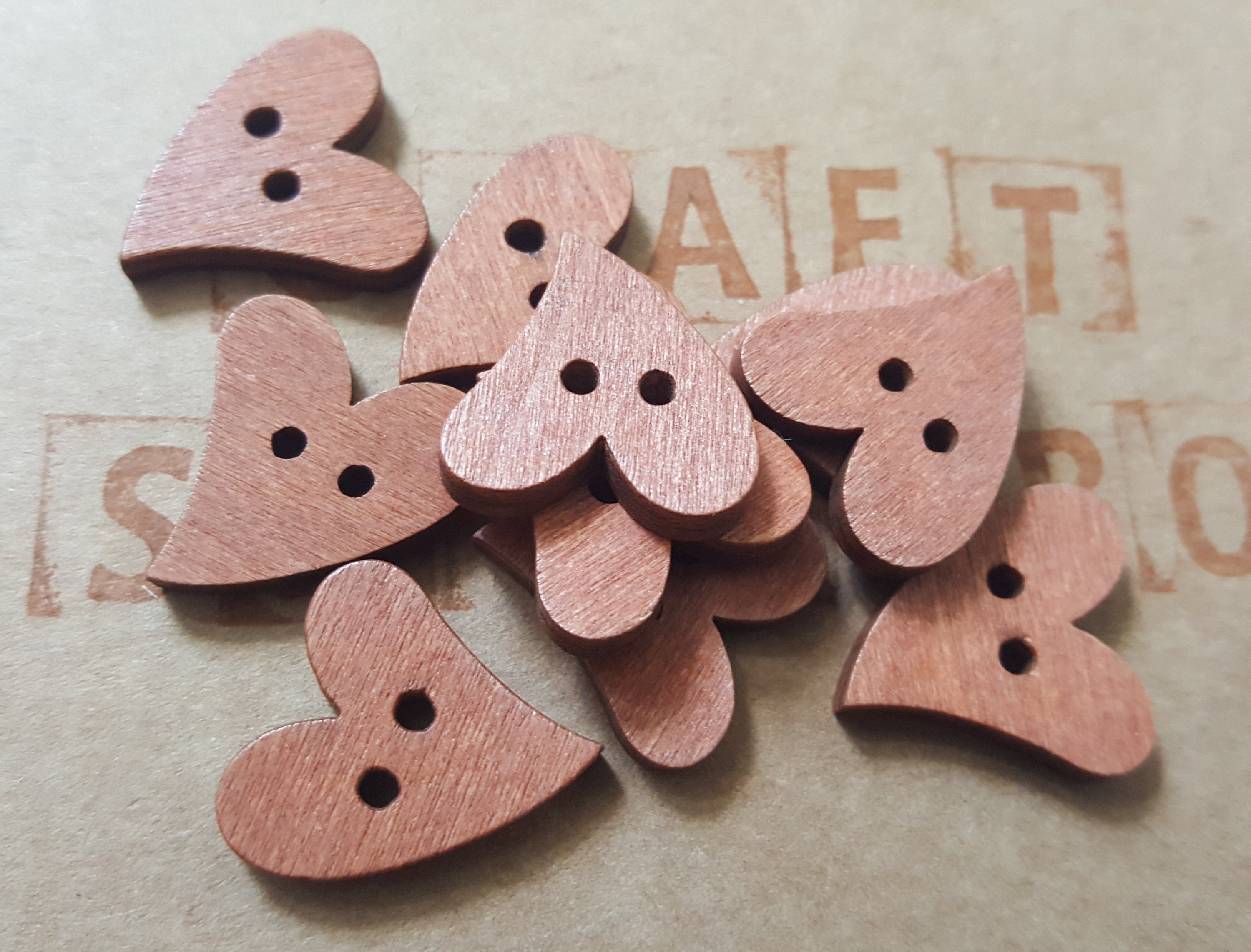 10 Heart shaped wooden Buttons DIY craft & scrapbooking Etsy