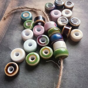 25 ceramic Beads, Colourful round flat beds, Craft & Jewellery making
