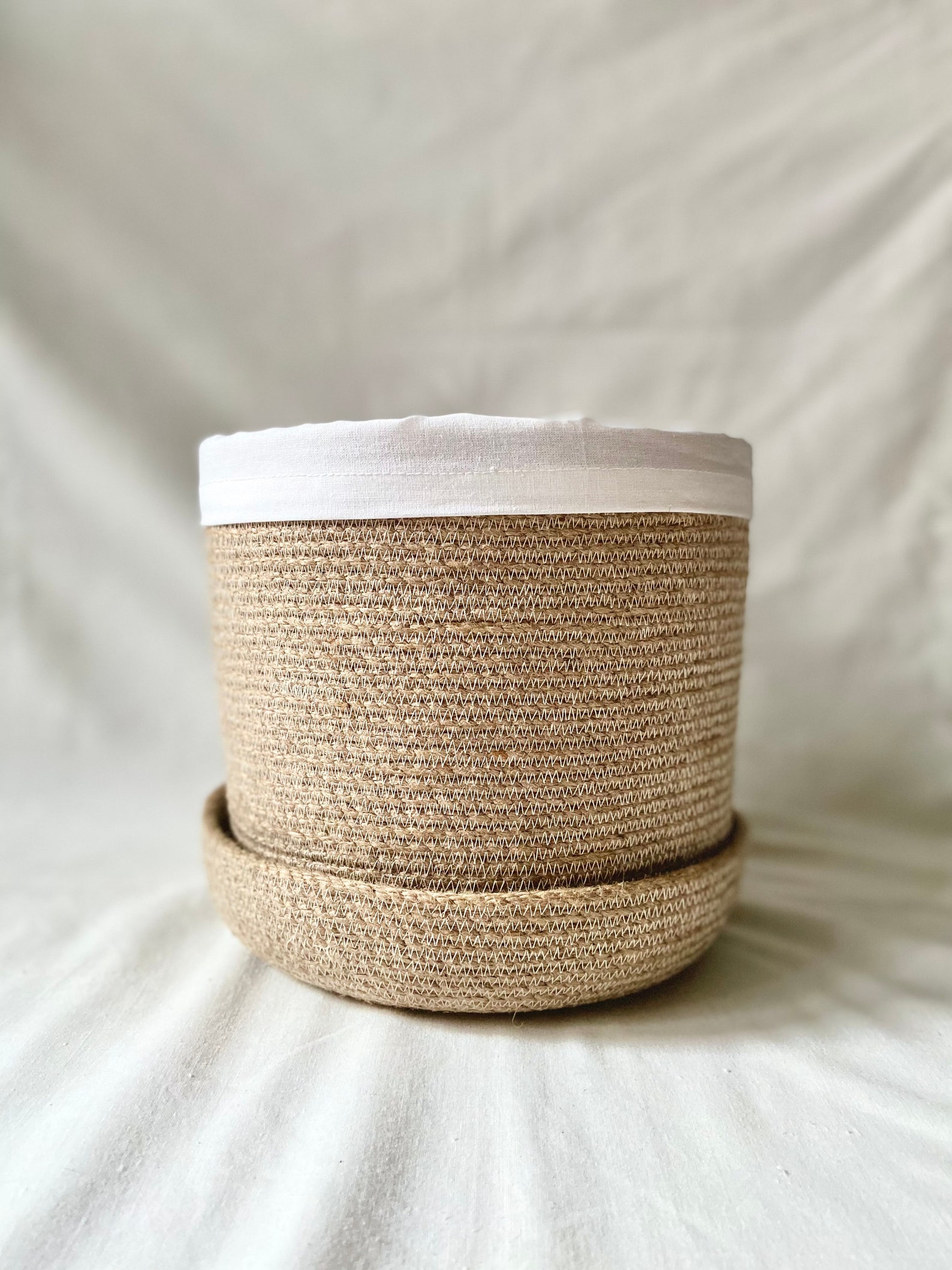 9 Storage Jute Basket with Lid & Lining in Nordic Style Etsy