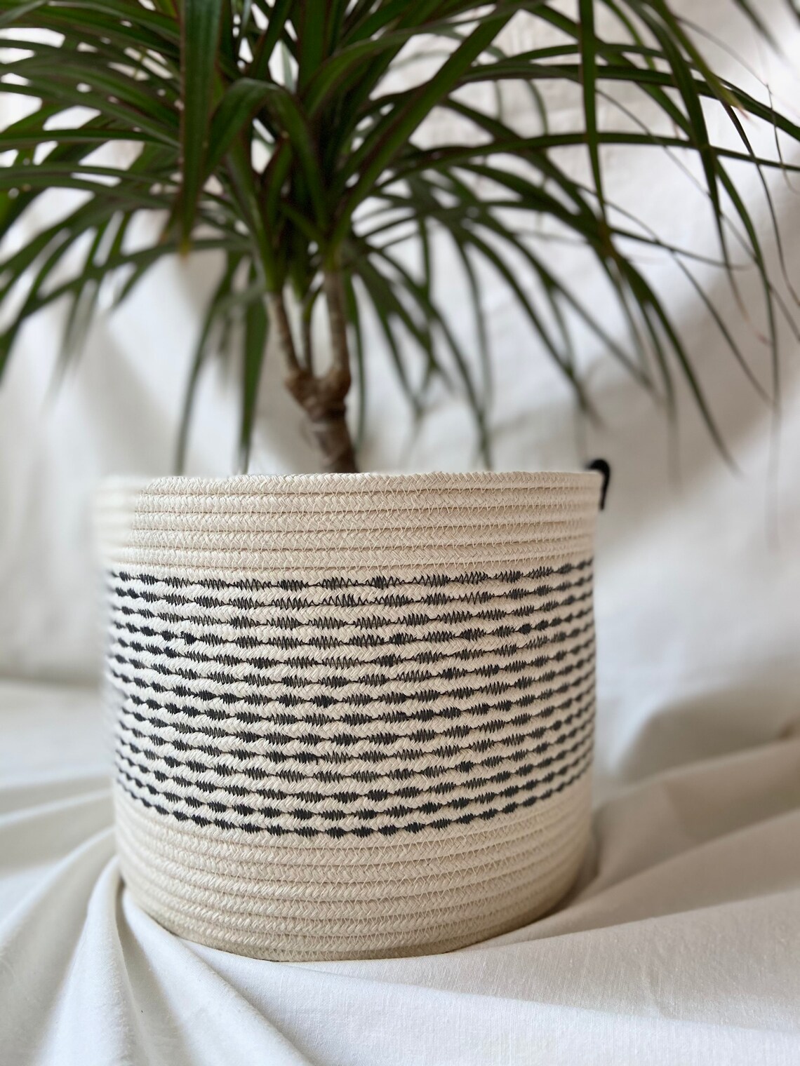 9 Black & White Cotton Rope Planter basket Flower Pot Etsy