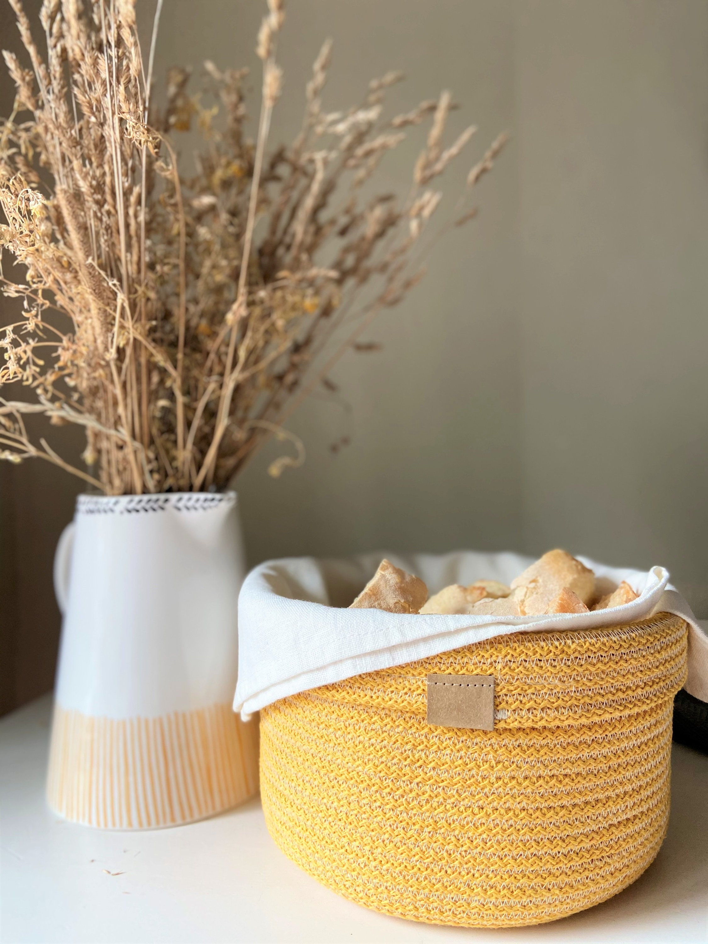 9 Yellow Bread Basket for Table Serving Storage Basket Etsy