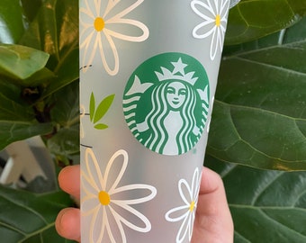 Daisy Starbucks Cold Cup | Floral Venti Starbucks Cup | Dainty Flower Coffee Cup | 24 oz Cold Cup