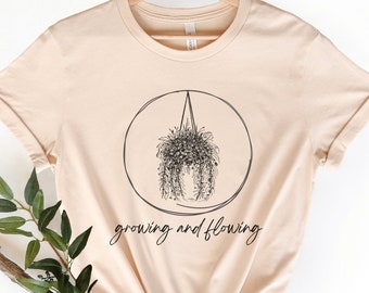 Camiseta con gráfico de planta colgante / Camiseta bohemia de mujer con plantas