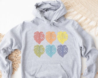 Rainbow Monstera Leaf Hoodie | Plant Lover Gift