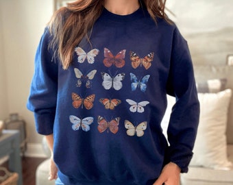 Vintage Butterfly Sweatshirt | Cotton Blend Nature Hoodie