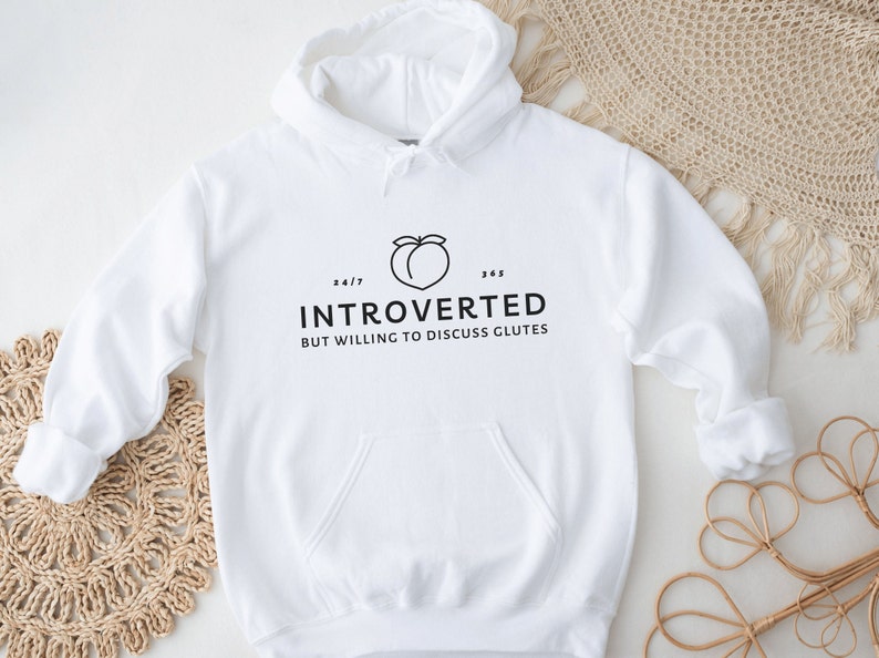 Sudadera con capucha para el gimnasio con glúteos introvertidos / Regalo divertido para levantamiento de pesas White