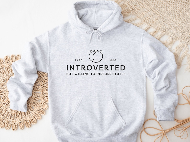 Sudadera con capucha para el gimnasio con glúteos introvertidos / Regalo divertido para levantamiento de pesas Ash