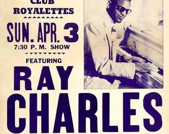JAZZ Los Angeles BLUES LEGEND 20"x12" print RAY CHARLES CONCERT POSTER 