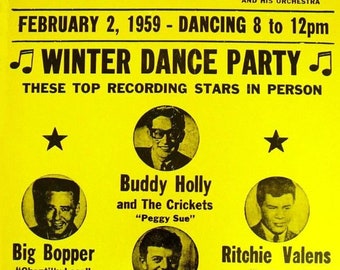 Buddy Holly Winter Dance Party 2-2-59 vintage concert poster re print  19x13 free shipping 343
