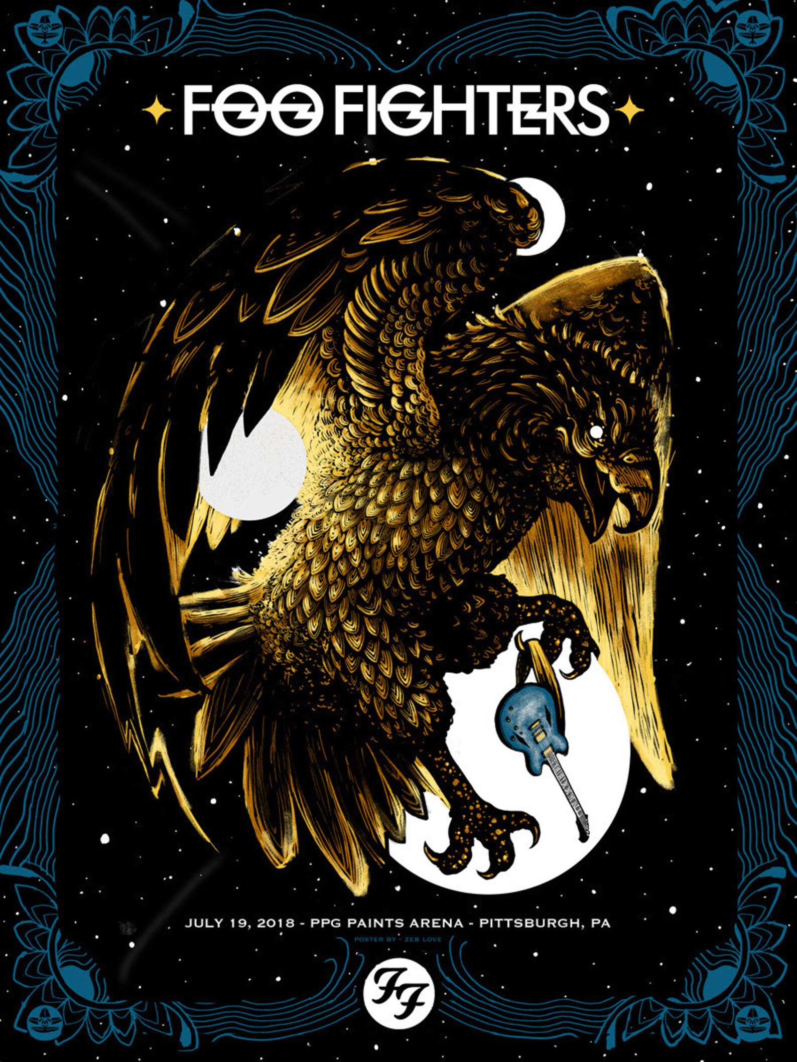 Foo Fighters live in Pittsburgh concert poster re print Etsy