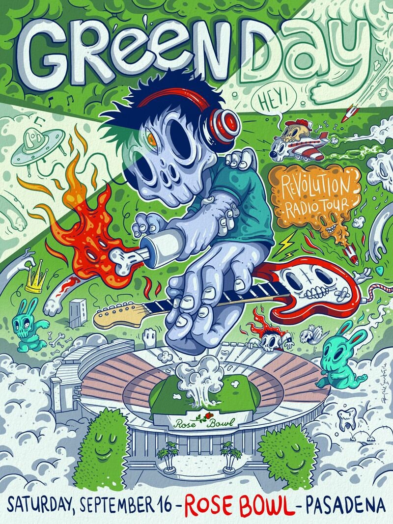 Green Day Concert Poster Re Print 19x13 Free Etsy