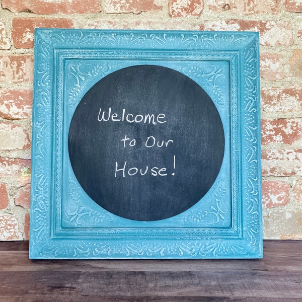 Framed Chalkboard, Painted Frames, Turquoise Frame, Whitewashed Turquoise, Farmhouse Chalkboard