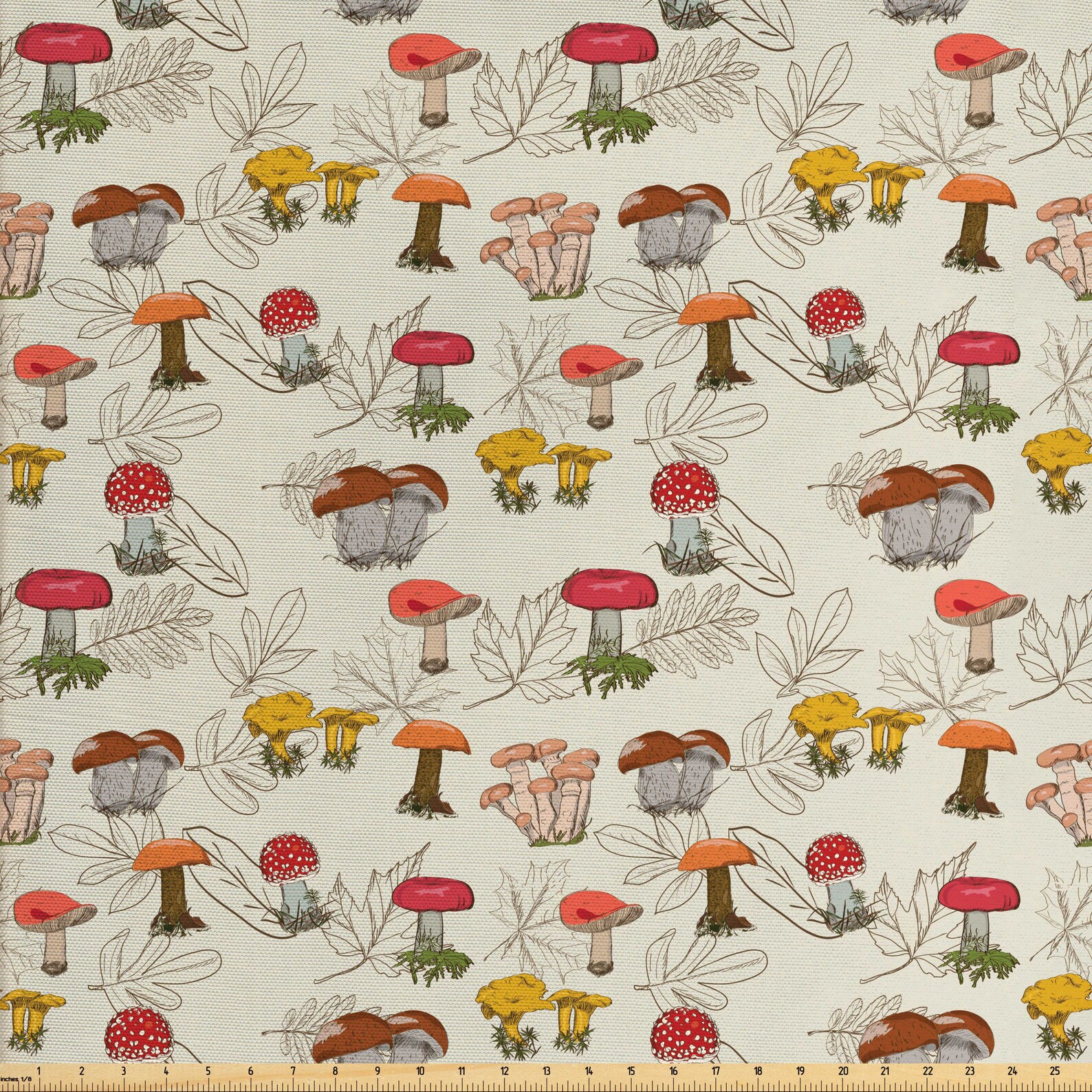 Mushroom Fabric by the Yard Magic Garden Fall Fungi Foliage Etsy UK