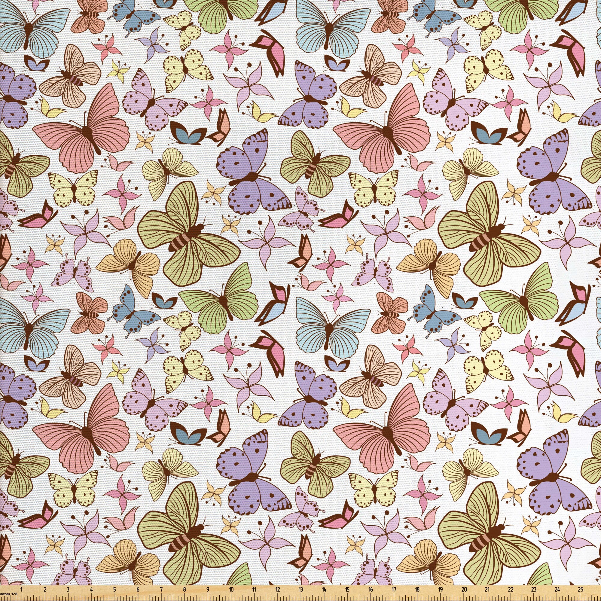 Butterfly Fabric By the Yard Roses Spring Colors Pink Floral Etsy