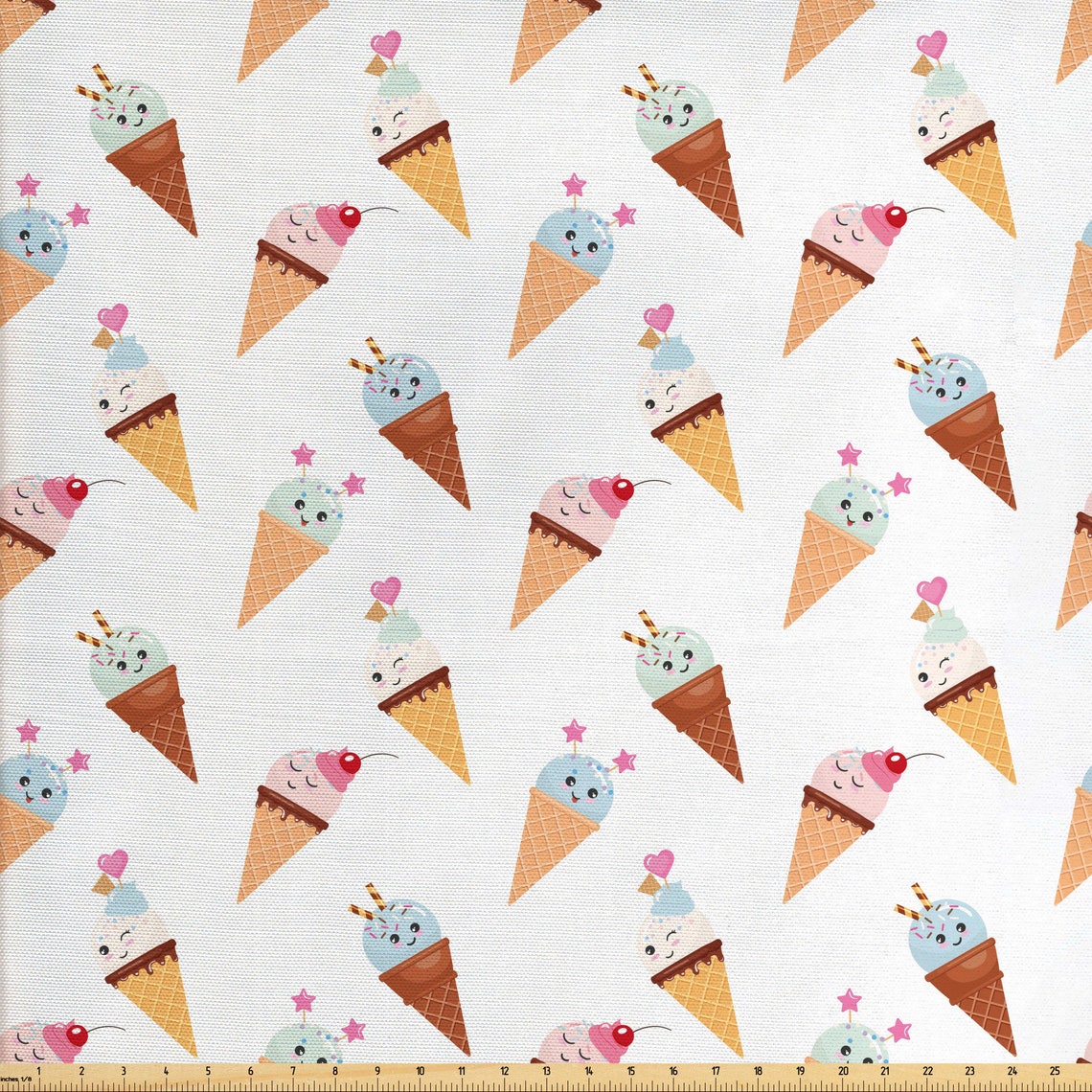 Ice Cream Fabric by the Yard Ice Cream Shop Cones Popsicles Etsy