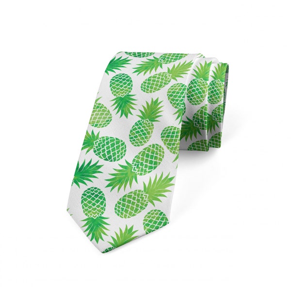 Pineapple Men's Tie Exotic Pineapple Pattern Groomsmen Gift for Him Husband Grandfather Classic Accesory