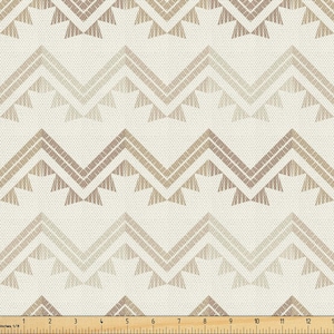 Ethnic Decorative Fabric by the Yard for Upholstery, Tribal Style Zigzag Triangle, Perfect for DIY Projects Indoor/Outdoor Crafts