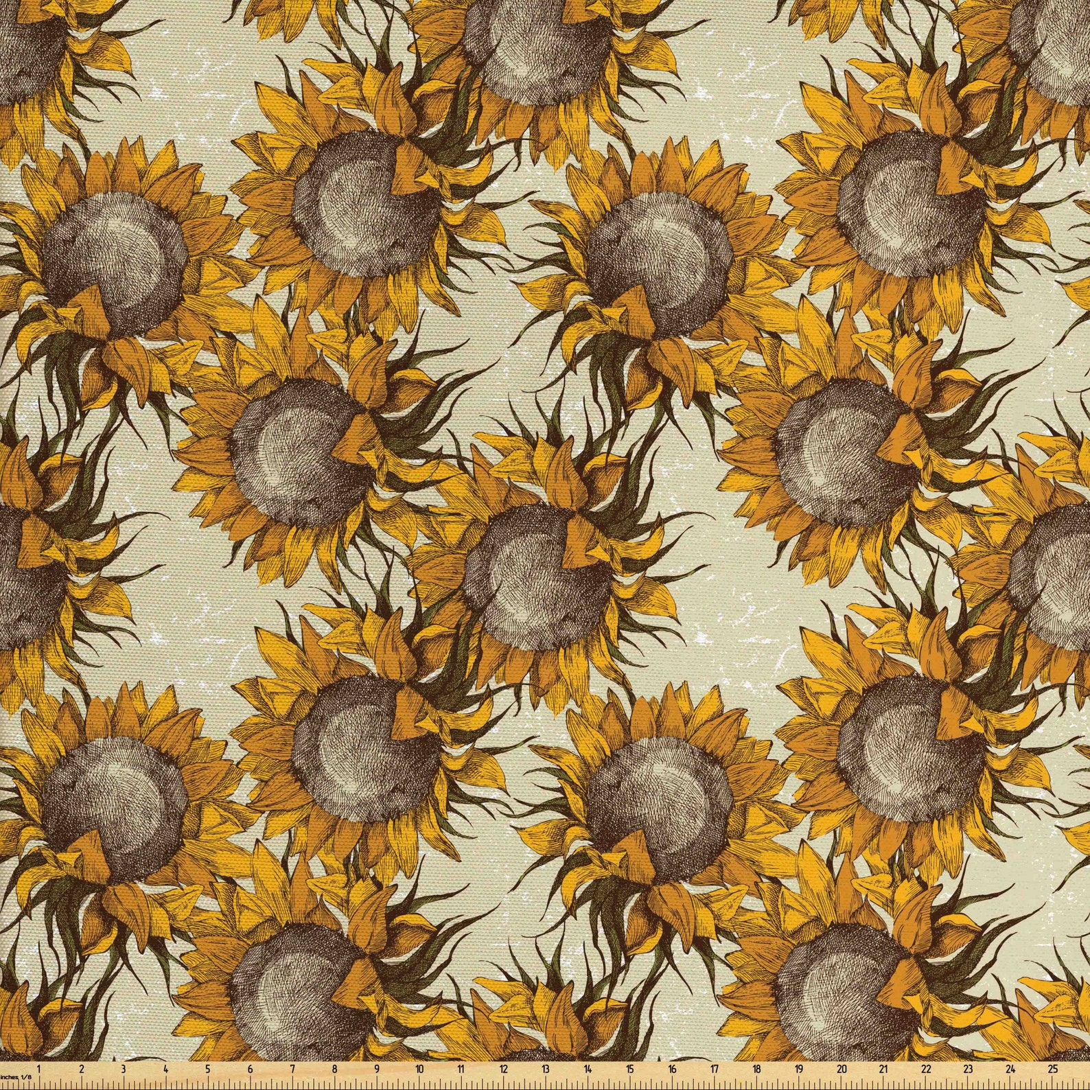Sunflower Fabric By the Yard Yellow Large Sunny Allover You Etsy