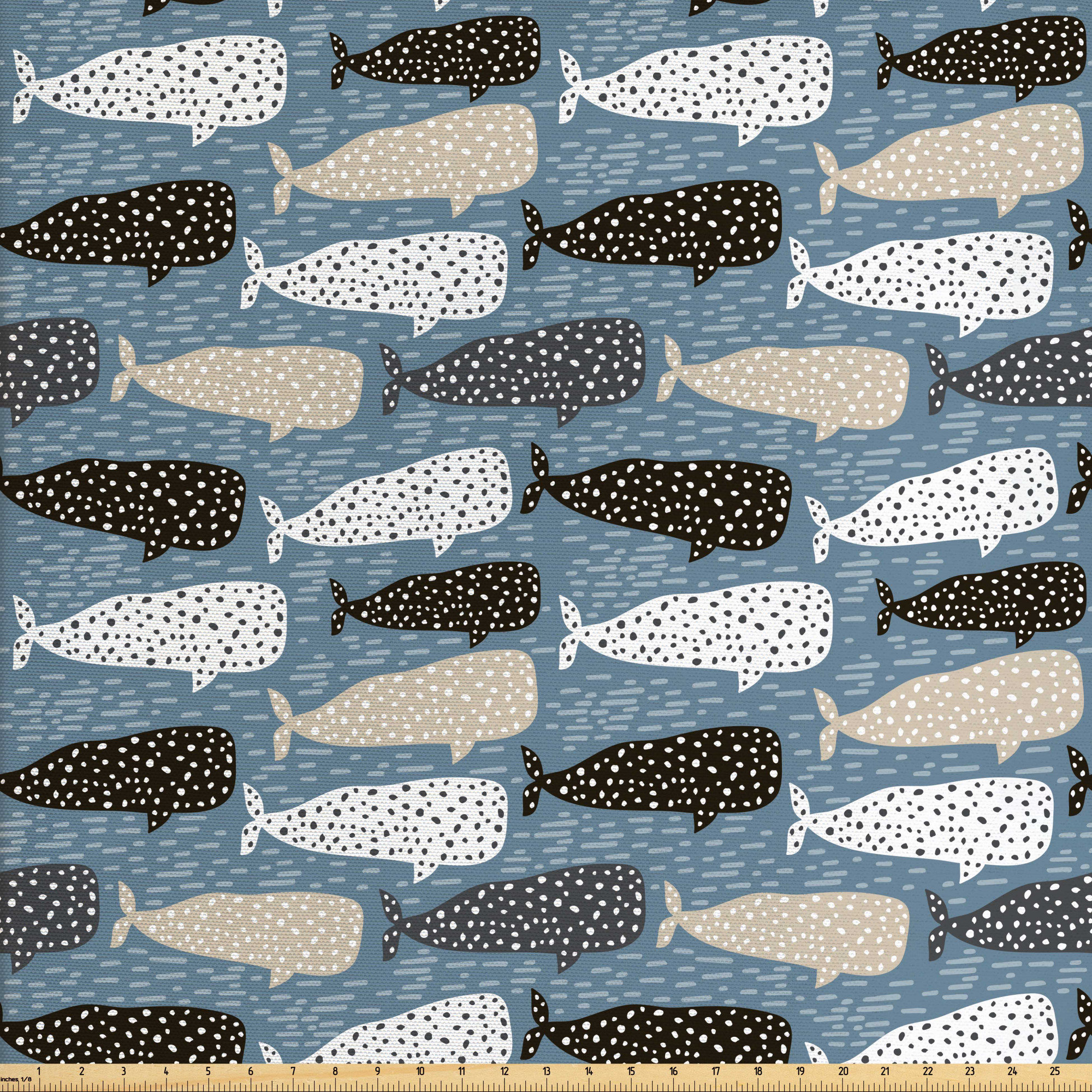 Whale Fabric by the Yard Ocean Nursery Blue and White Etsy