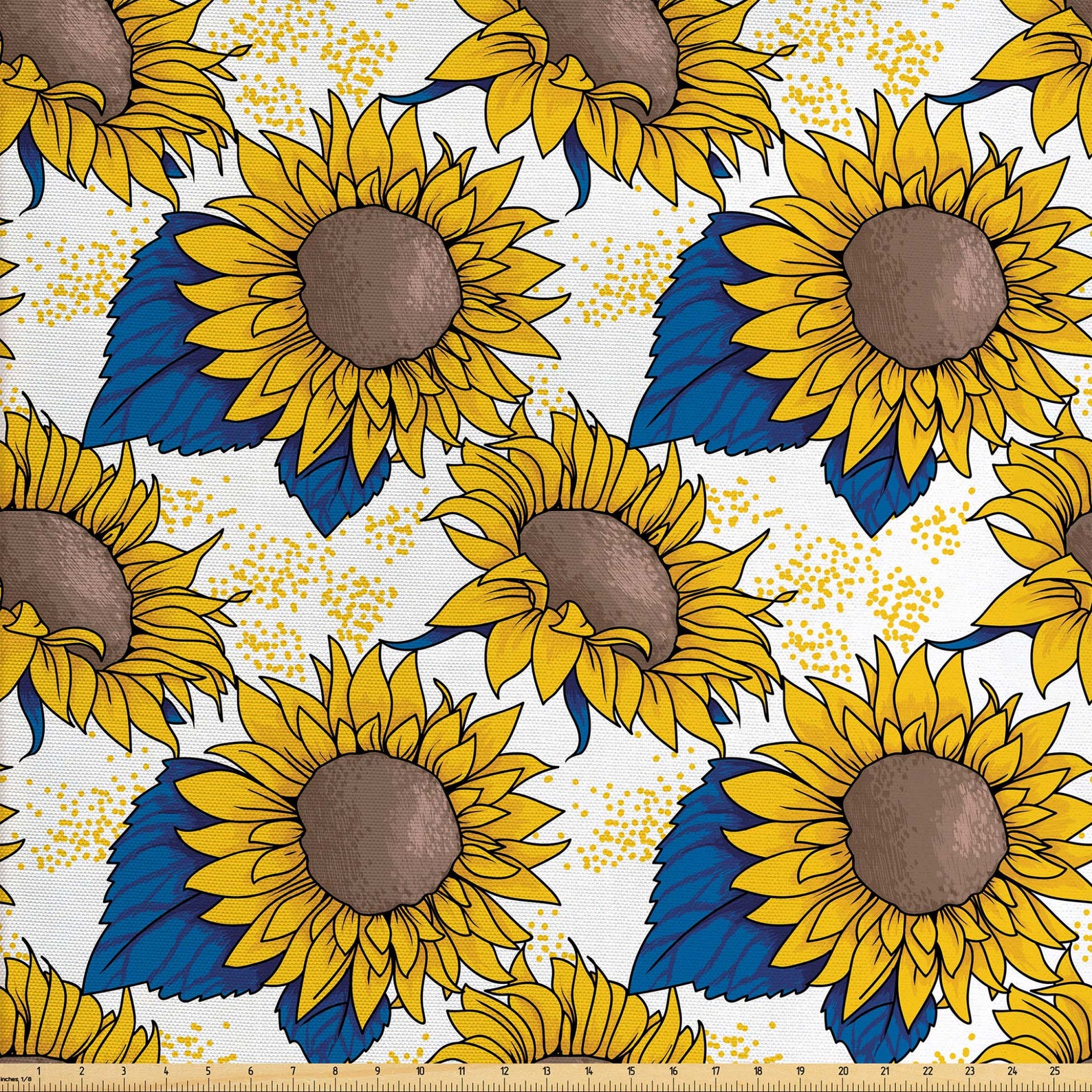 Sunflower Fabric by the Yard Yellow Large Sunny Allover You Etsy