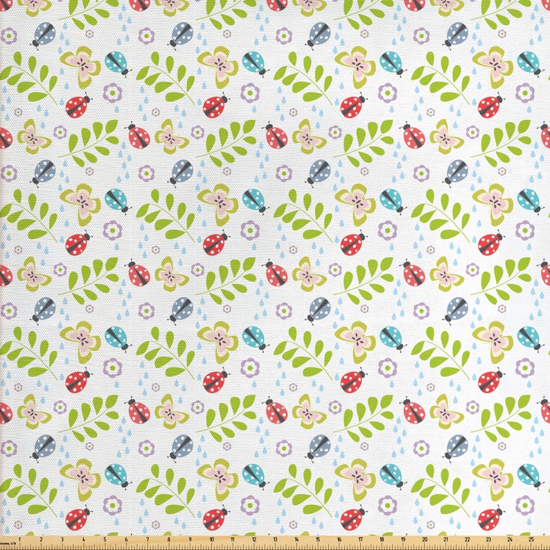 Ladybug Fabric by the Yard Green Shamrock Luck Charm Spring Etsy