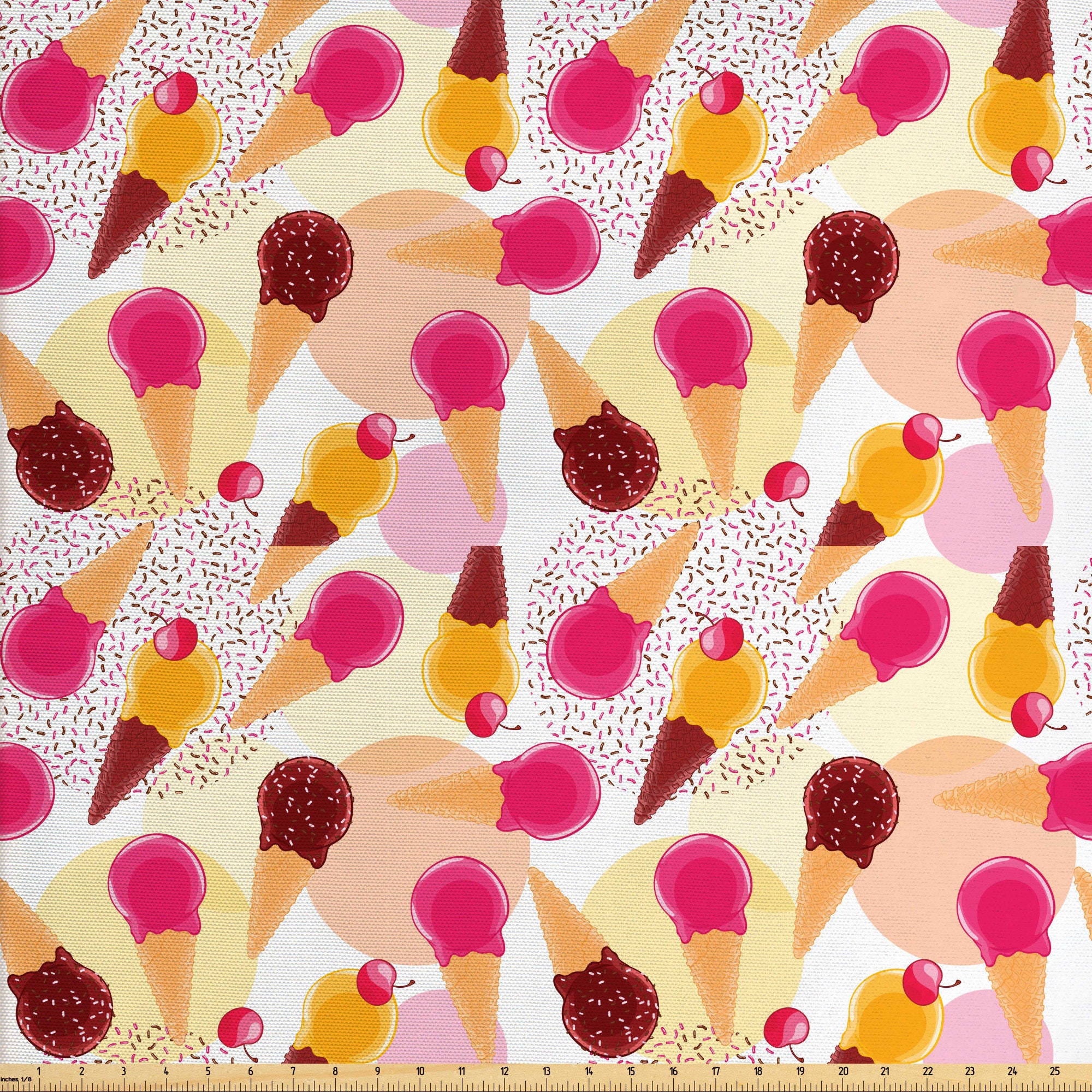 Ice Cream Fabric by the Yard Ice Cream Shop Cones Popsicles Etsy