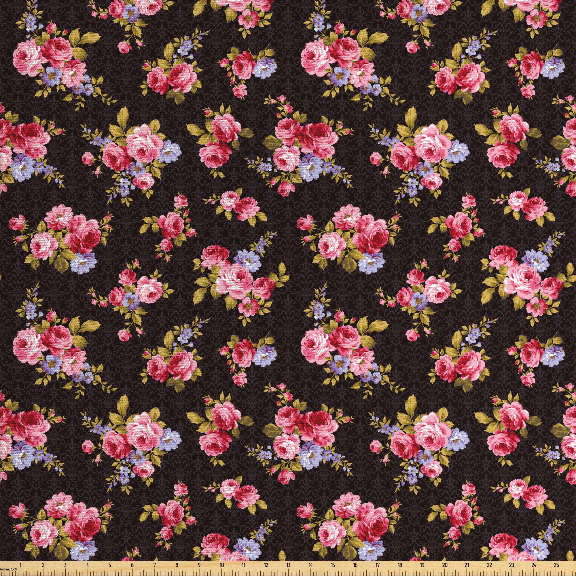 Rose Fabric by the Yard Skulls Red Roses Floral Fable Joy - Etsy
