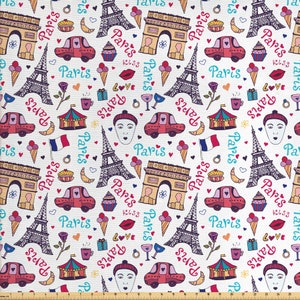 Paris Fabric by the Yard, Eiffel Tower Romance Girls' Room Hearts and ...