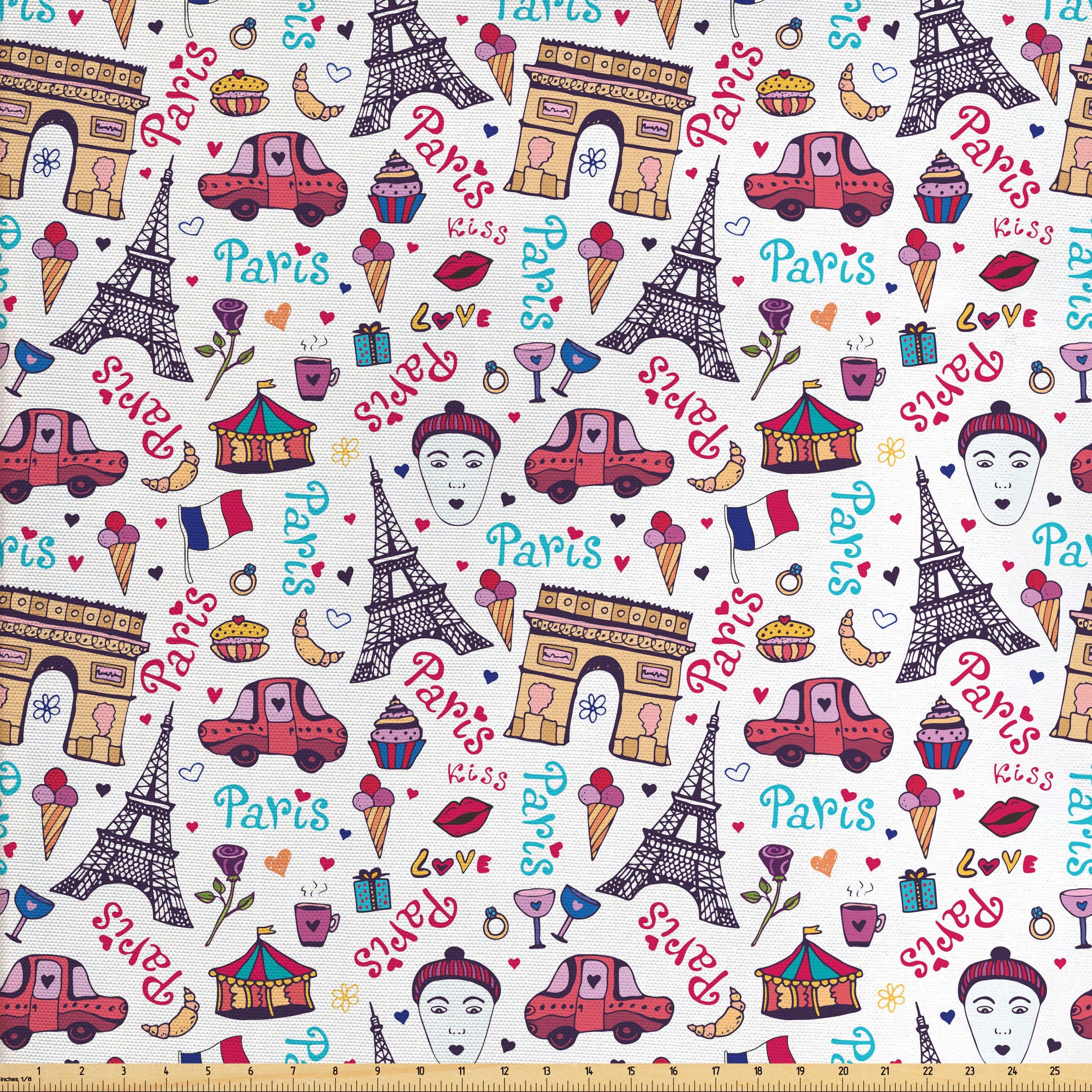 Paris Fabric by the Yard Eiffel Tower Romance Girls' Room Etsy