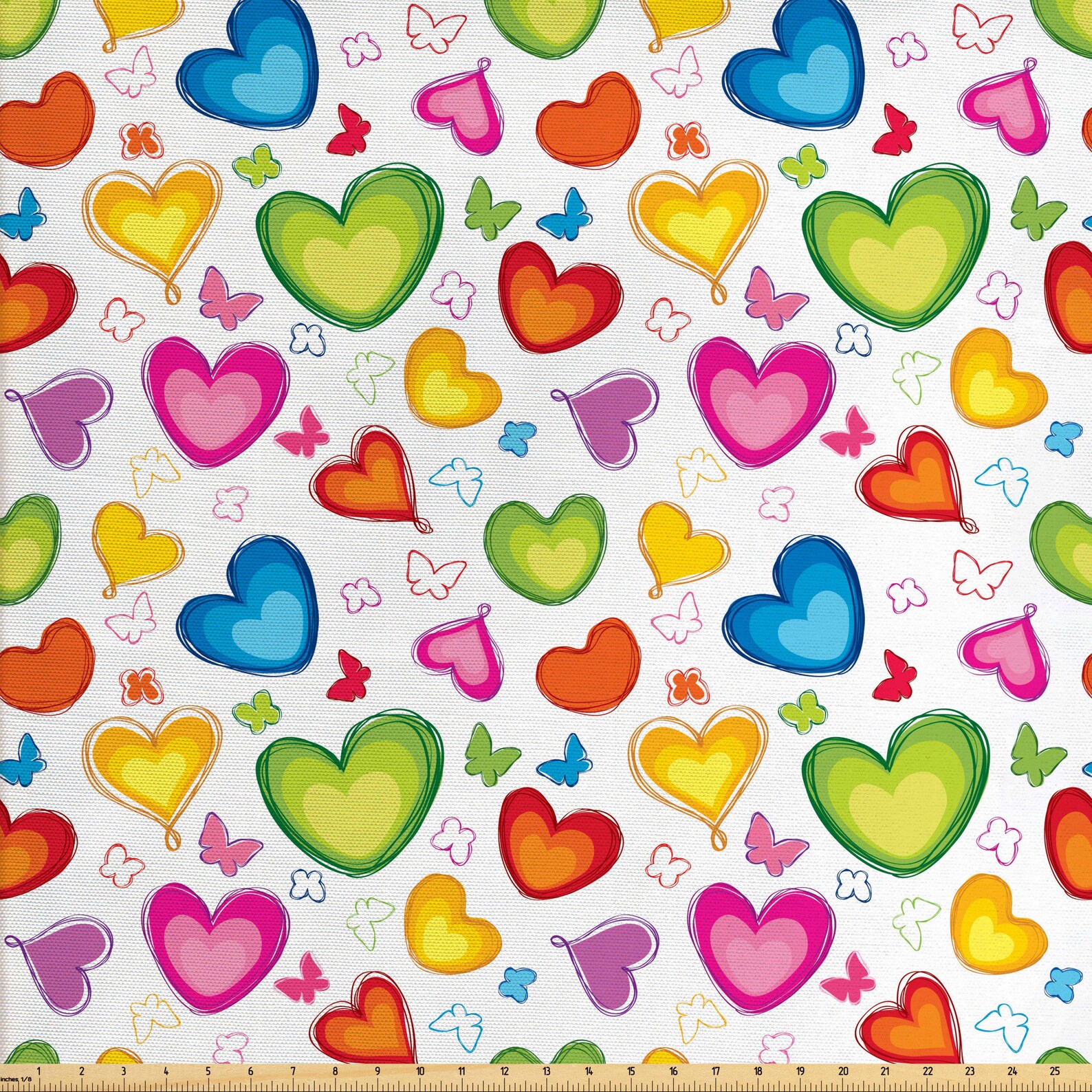 Love Fabric By the Yard Hearts Rainbow Colorful Lover Etsy