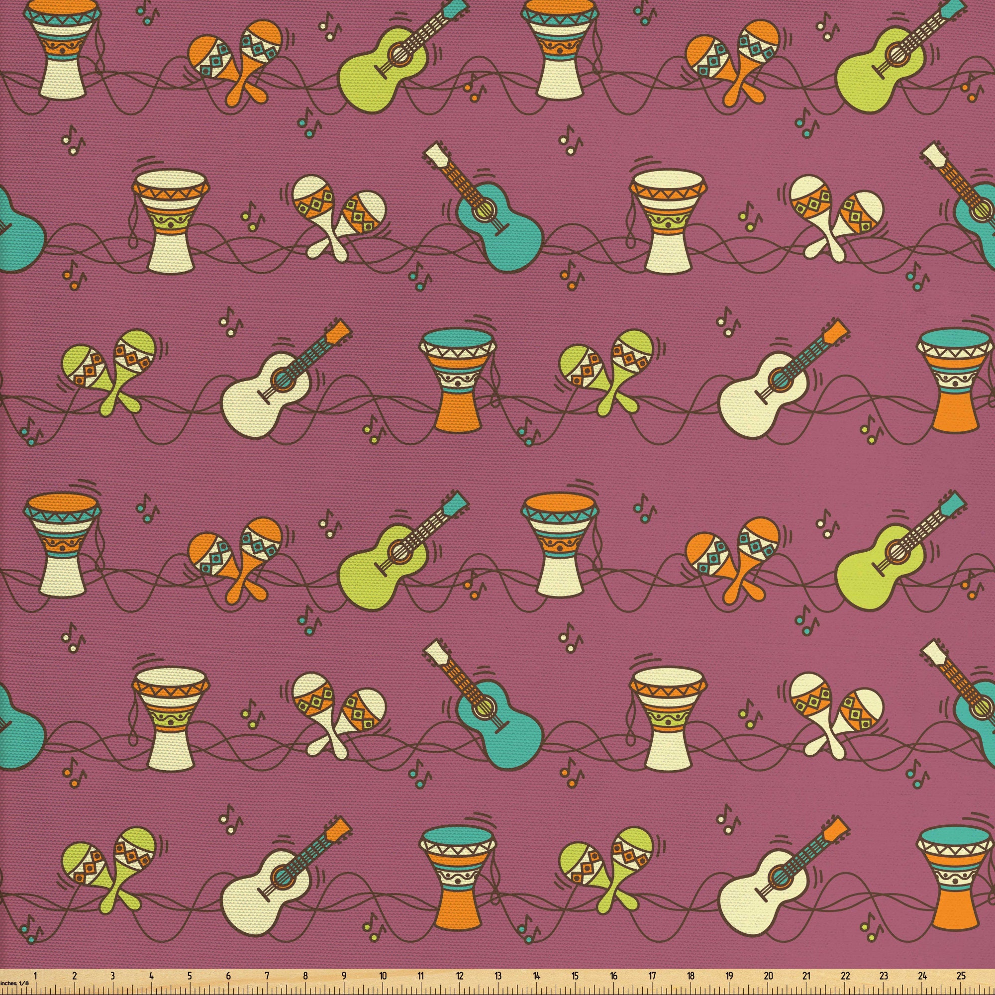 Music Fabric by the Yard Musical Notes Instruments Records Etsy