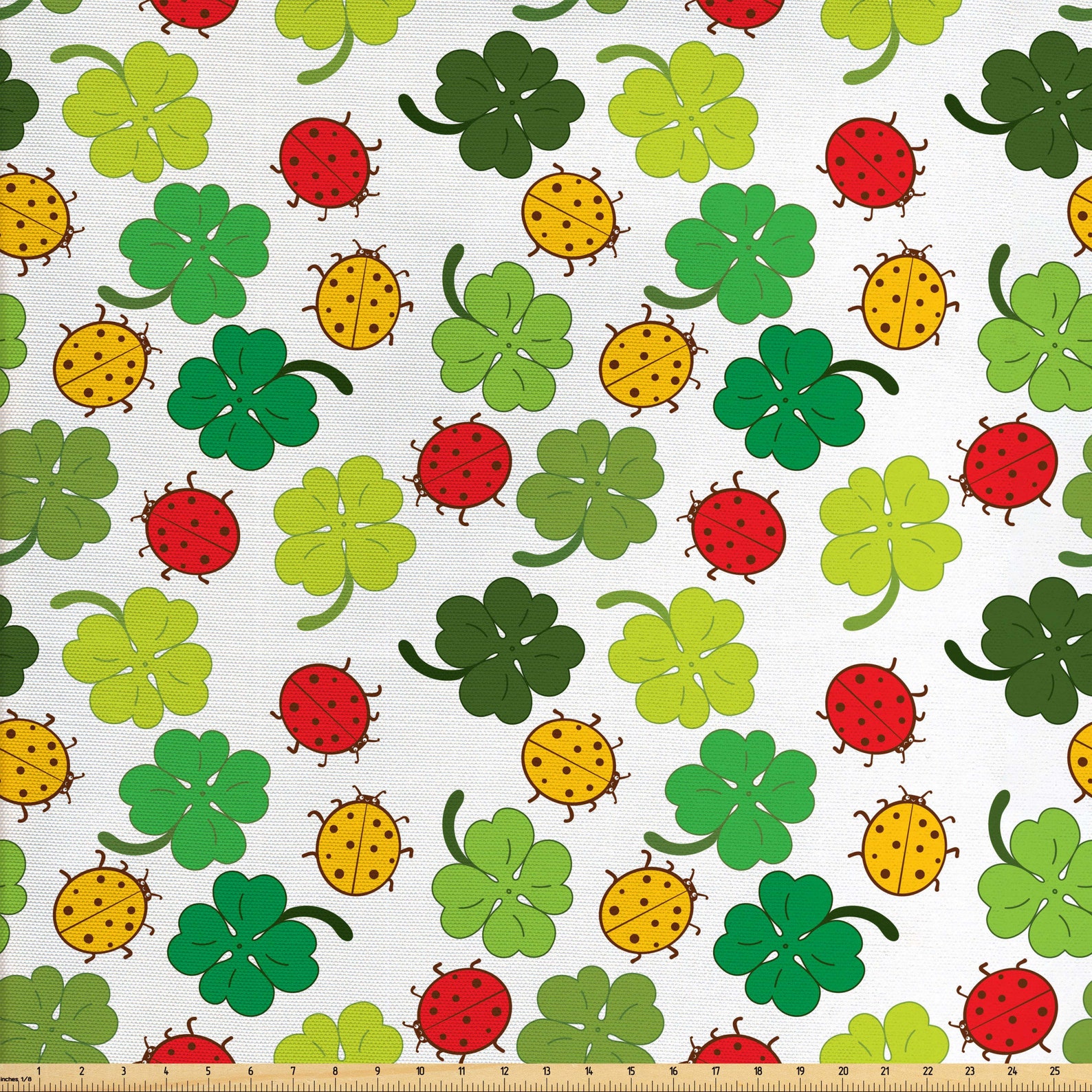 Ladybug Fabric by the Yard Green Shamrock Luck Charm Spring Etsy