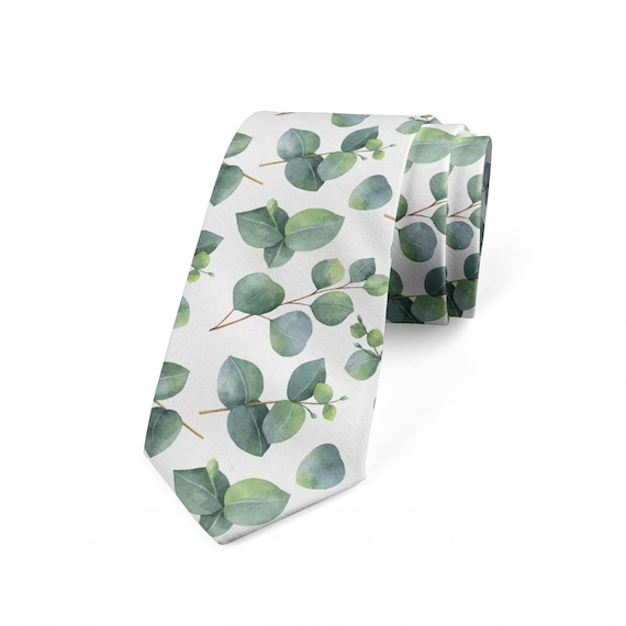 Leaf Necktie Watercolor Eucalyptus Art Groomsmen Gift for Him Etsy