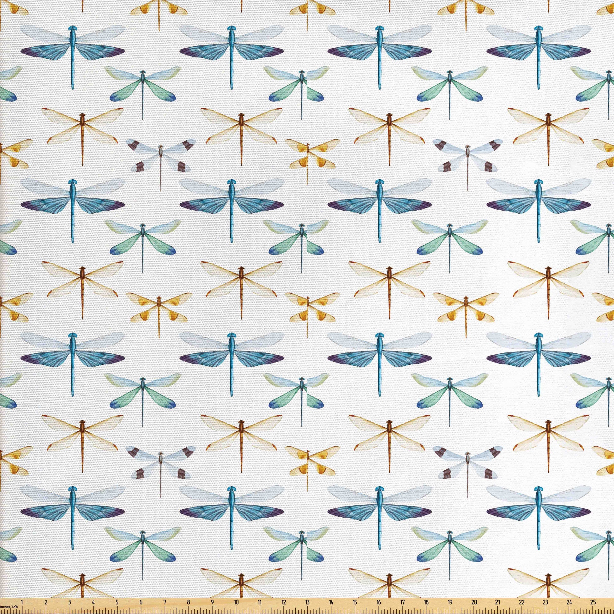 Dragonfly Fabric By the Yard Butterflies Flies Floral Leaves Etsy