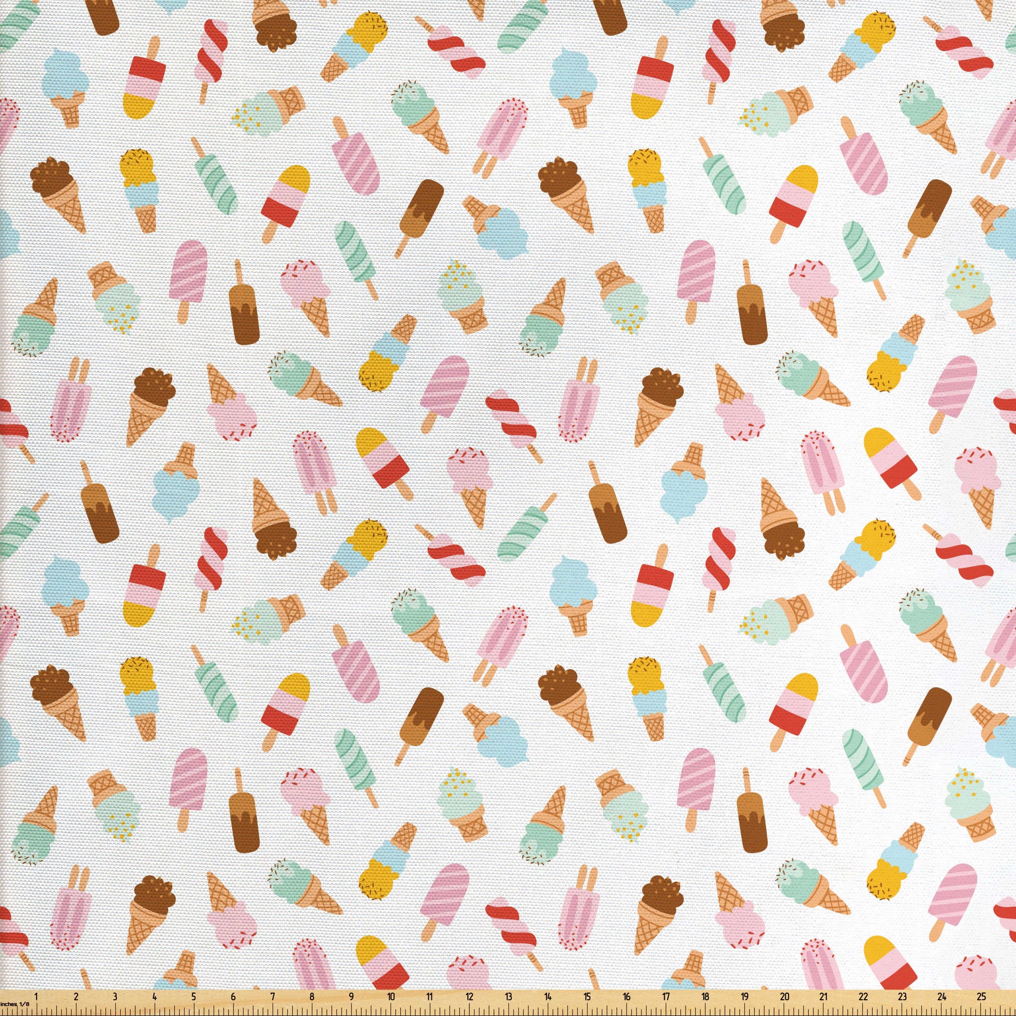 Ice Cream Fabric by the Yard Ice Cream Shop Cones Popsicles Etsy