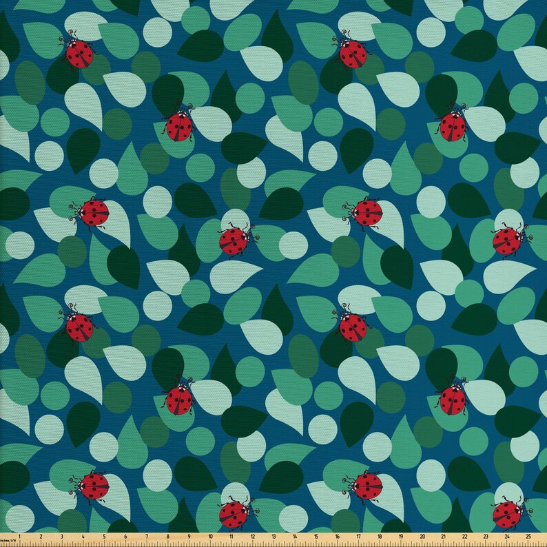 Ladybug Fabric by the Yard Green Shamrock Luck Charm Spring Etsy