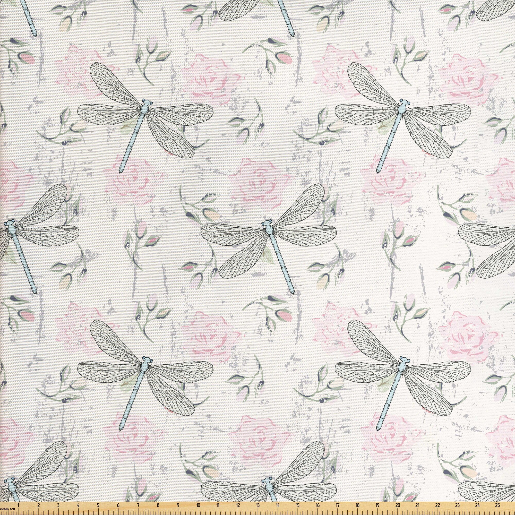 Dragonfly Fabric By the Yard Butterflies Flies Floral Leaves Etsy