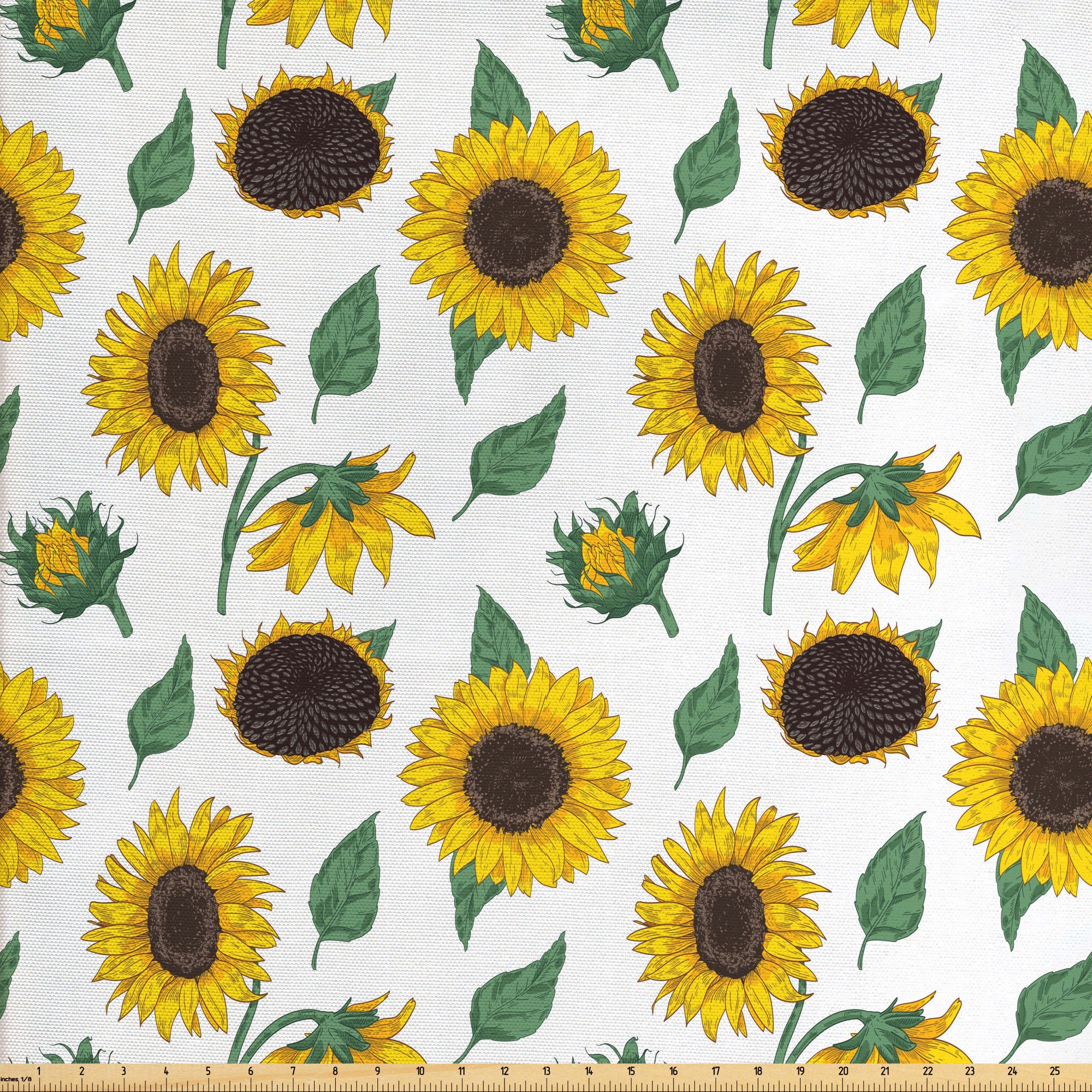 Sunflower Fabric By the Yard Yellow Large Sunny Allover You Etsy