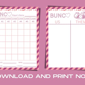 Free Printable Bunco Score Sheets Valentines