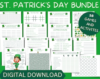 St Patricks Day Game Bundle, St Patricks Trivia, St Patricks Party Games, St Patricks Day Activities, Printable School Party Games, St Paddy