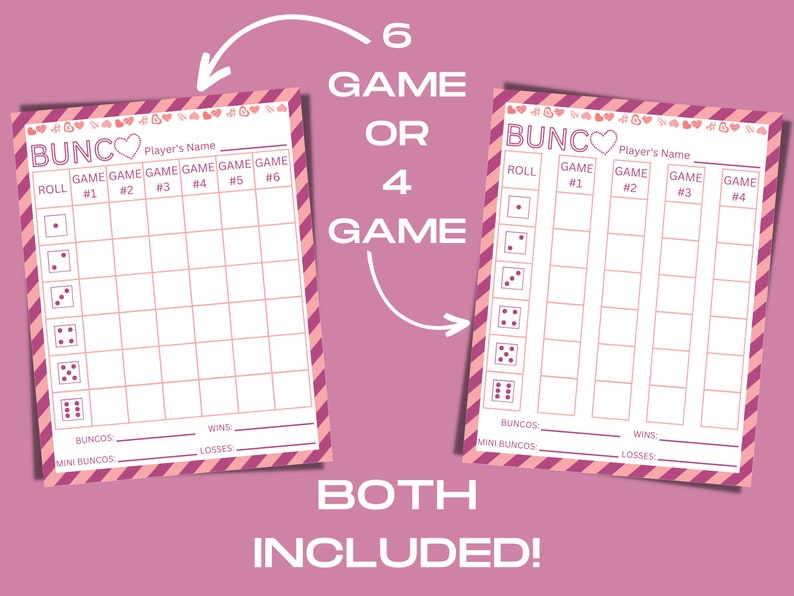 February Scorecards February Bunco Score Sheets, Valentines Bunco Score Cards, Bunco Tally ...